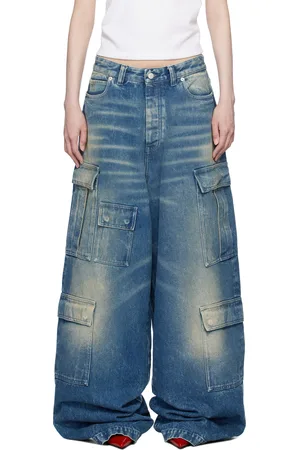 AMBUSH Blue Vintage Wash Denim Cargo Pants