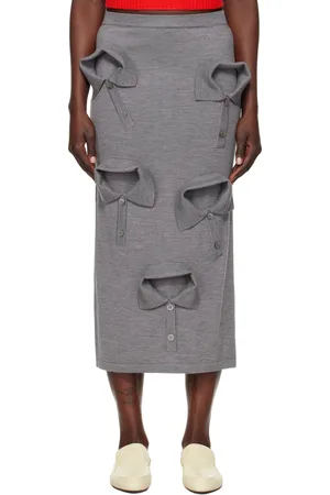 Moschino Gray Multi Collar Maxi Skirt