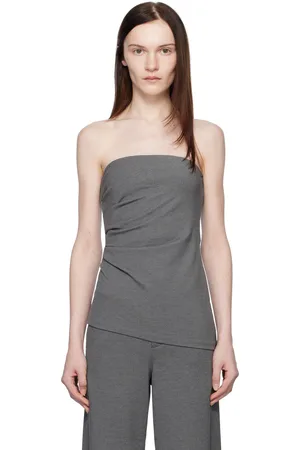 RAG&BONE Gray Irina Strapless Ponte Blouse