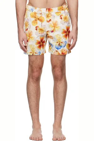 Orlebar Brown Off-White & Orange Bulldog Swim Shorts