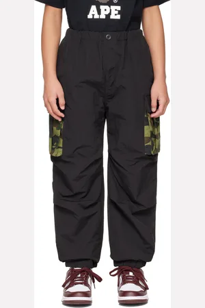 BAPE Kids Black 1st Camo Pocket Trousers