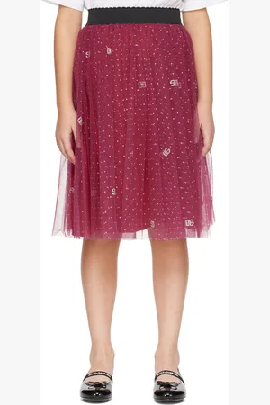 Dolce & Gabbana Kids Purple Glittery-Print Tulle Skirt