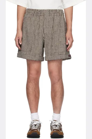 Bottega Veneta Brown & White Knotted Viscose Mini Check Shorts