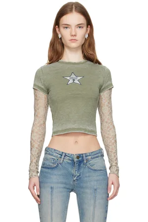 Guess Green Vintage Layered Lace T-shirt
