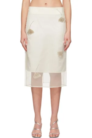 Rohe Off-White Embellished Tulip Organza Midi Skirt