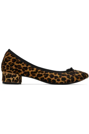 Repetto Tan & Black Camille Animal Print Rubber Sole Heels