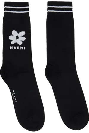 Marni Black Jacquard Flower Socks