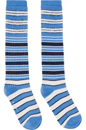 Marni Blue & White Striped Cotton Socks