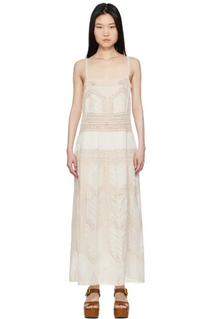 ZIMMERMANN Off-White Acacia Lace Trim Slip Dress