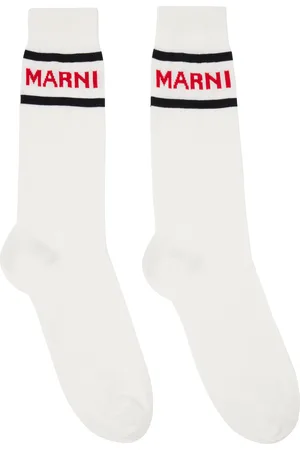 Marni White Logo Cuffs Socks