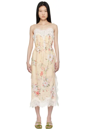 ZIMMERMANN Yellow Everley Lace Trim Slip Dress