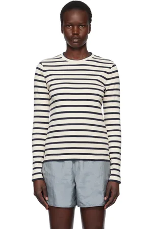 Jil Sander Off-White & Navy Logo Label T-shirt
