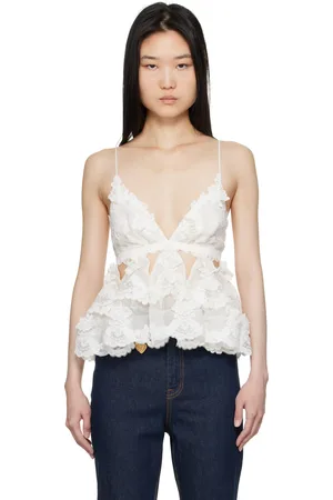 ZIMMERMANN Off-White Crush Lace Motif Tiered Camisole