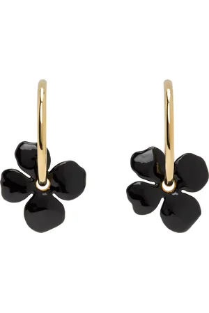 A.P.C. Gold & Black Fleur Creole Earrings
