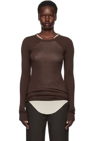 Rick Owens Brown Hollywood Rib LS T-shirt
