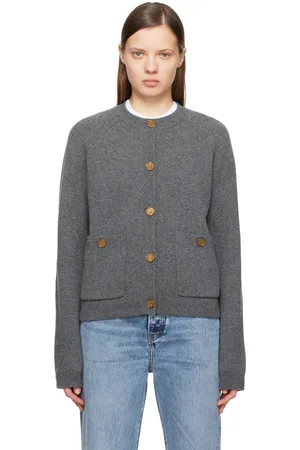Totême Gray Hammered Button Cardigan