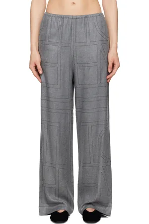Totême Gray Monogram Flannel PJ Lounge Pants
