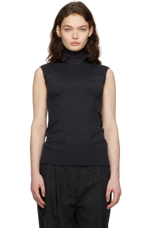 Totême Gray Sleeveless Scarf Knit Tank Top