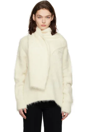 Totême Off-White Draped-Scarf Knit Sweater