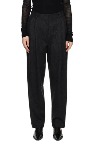 Totême Gray Double-Pleated Tailored Trousers