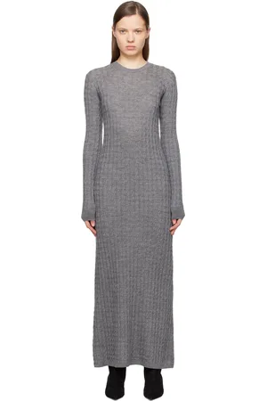 Totême Gray Cable Knit Maxi Dress