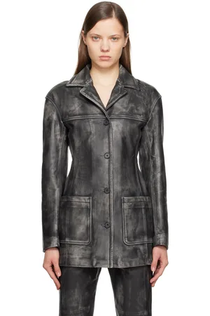 Marni Black Logo Embroidery Leather Jacket