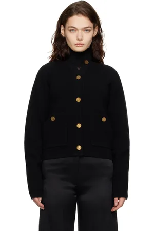 Totême Black Hammered Button Cardigan