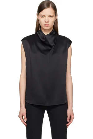 Totême Black Sleeveless Funnel-Neck Blouse
