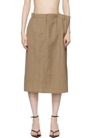 pushBUTTON Side Folded H Line Midi Skirt