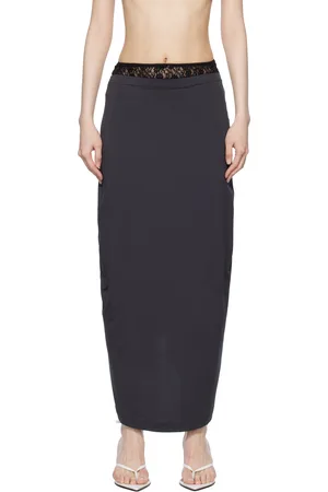 pushBUTTON Navy Lace Layered Maxi Skirt