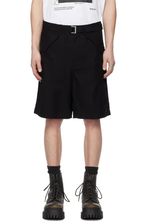 SACAI Black Cotton Twill Shorts