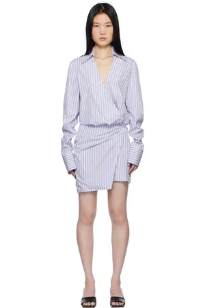 The Attico Blue & White Striped Shirt Minidress