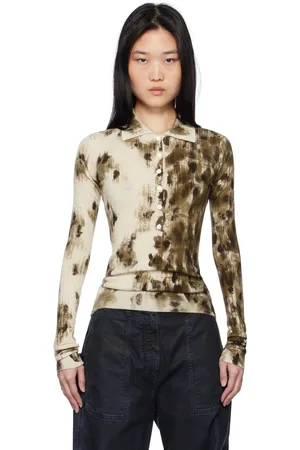 The Attico Beige & Brown Long Sleeve Animal Print Polo
