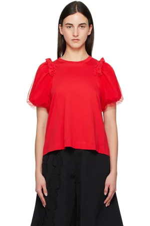 Simone Rocha Tulle Overlay Puff Sleeve Frill T-shirt