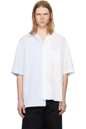 Lanvin Blue & White Bicolor Asymmetric Shirt