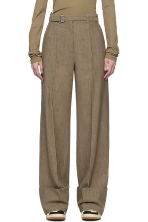 Lanvin Gray Wide-Leg Cuffed Wool Trousers