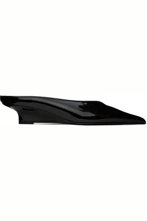 Totême Black Sharp Patent Wedge Mules