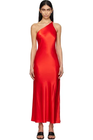 Silk Laundry Red Slope Midi Dress