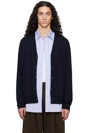 Maison Margiela Navy Elbow Patch Cardigan