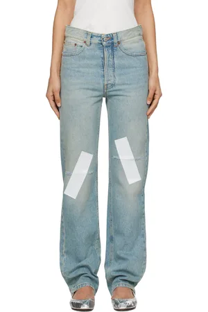 Maison Margiela Blue Distressed Taped 5 Pocket Jeans