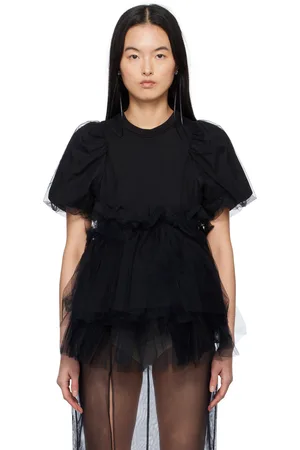 Simone Rocha Tulle Overlay Puff Sleeve Tutu Hem T-shirt
