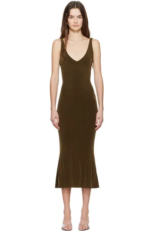 Mirror Palais Green V-neck Midi Dress
