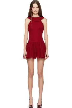 Mirror Palais Red Double Cowl Minidress