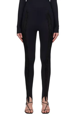 Maison Margiela Black Fringe Stirrup Leggings