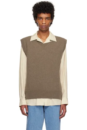 Rohe Taupe Relaxed Knitted Boiled Wool Vest