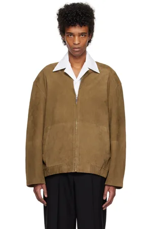 Rohe Brown Zip Suede Bomber Jacket