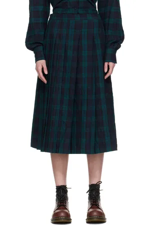 YMC Navy & Green Rosetta Midi Skirt