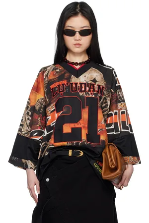 LU’U DAN Black & Orange Hockey L-D T-shirt
