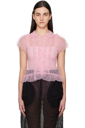 Simone Rocha Sheer Puff Sleeve Multi Ruffle Frill Shirt