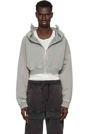 Entire Studios Gray Cropped Full Zip Hoodie